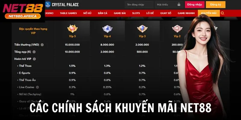 Các chính sách khuyến mãi net88